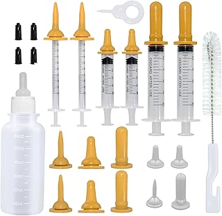 Kitten Bottles, Pet Feeding Syringe Nipple Bottles, Puppy Kitten Whelping Kit, for Puppy Squirrels Rabbit and Other Newborn Pets (18Pack)