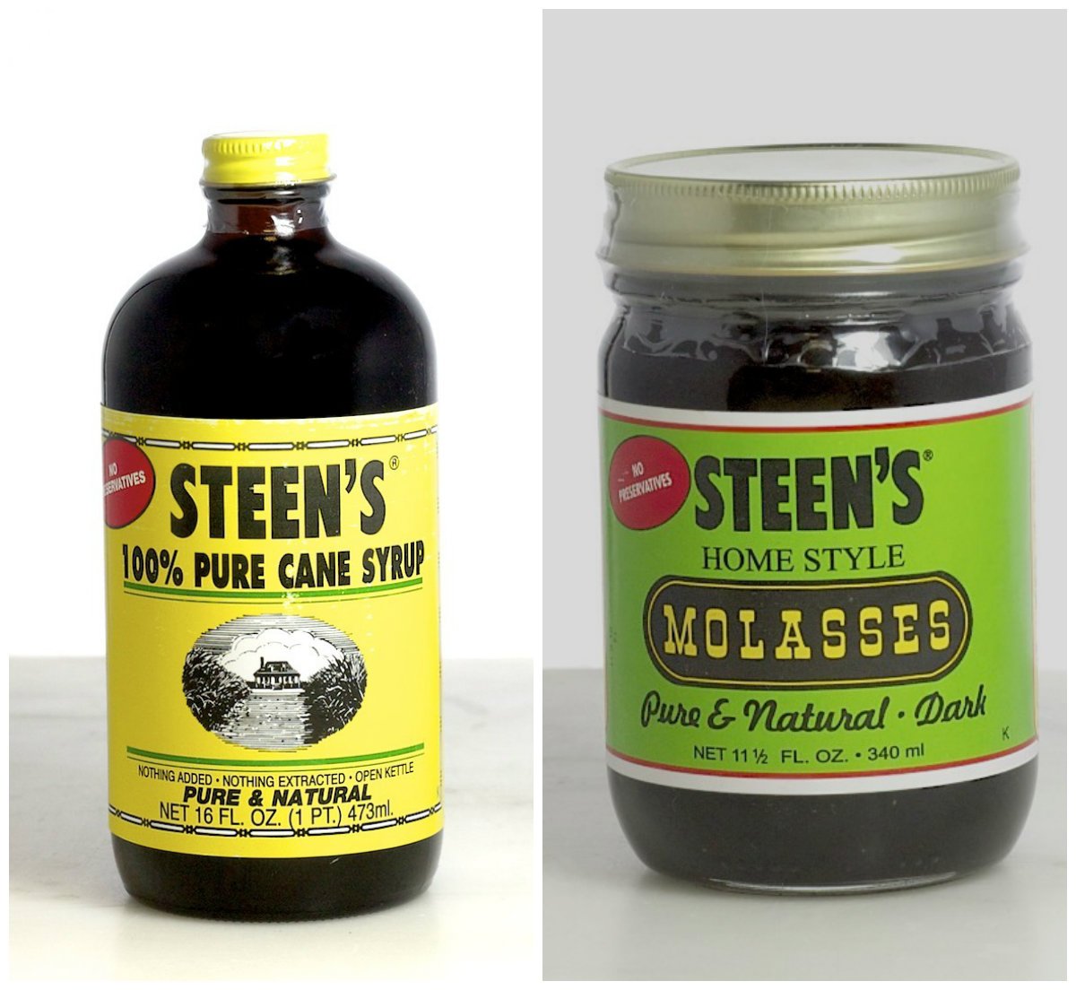Steens Sweetening 2 Item Lagniappe Bundle- 1 Steens 100% Pure Cane Syrup 16 Oz and 1 Steens Home Style Molasses 11.5 Oz