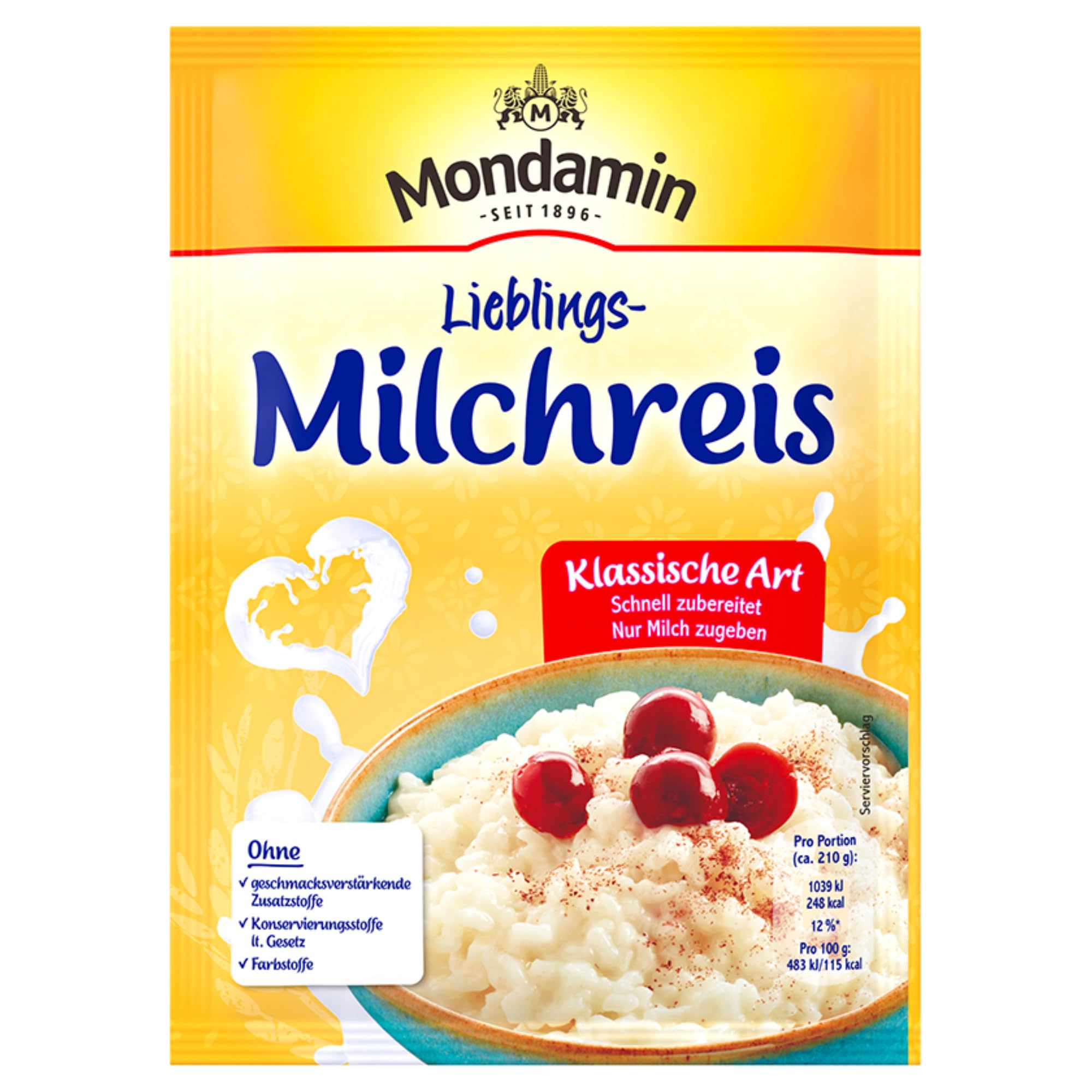 usy Bundle für Mondamin Milchreis klassische Art VPE (14x125g Karton) + usy Block
