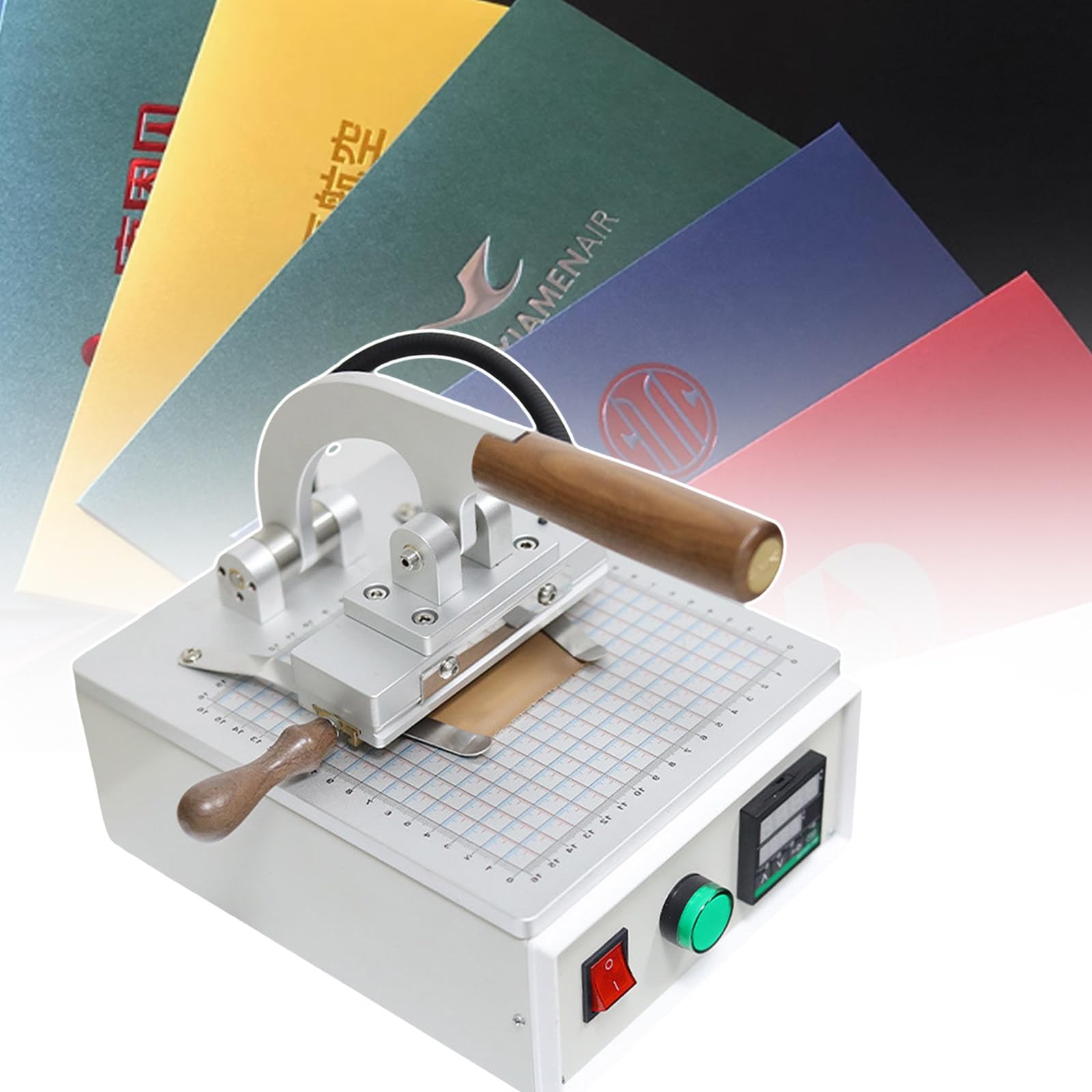 SENJINGHUA Hot Foil Stamping Machine, Digital Embossing Machine, with 16 X 16 Cm Grid Scale, for Leather Pu, Wood, Paper, Plastic, and DIY Projects,110V