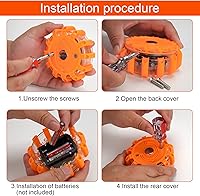 Vista 6 de GP903 - Faros LED de carretera de seguridad con luces intermitentes de advertencia, base magnética, gancho, bolsa de transporte, 9 modos