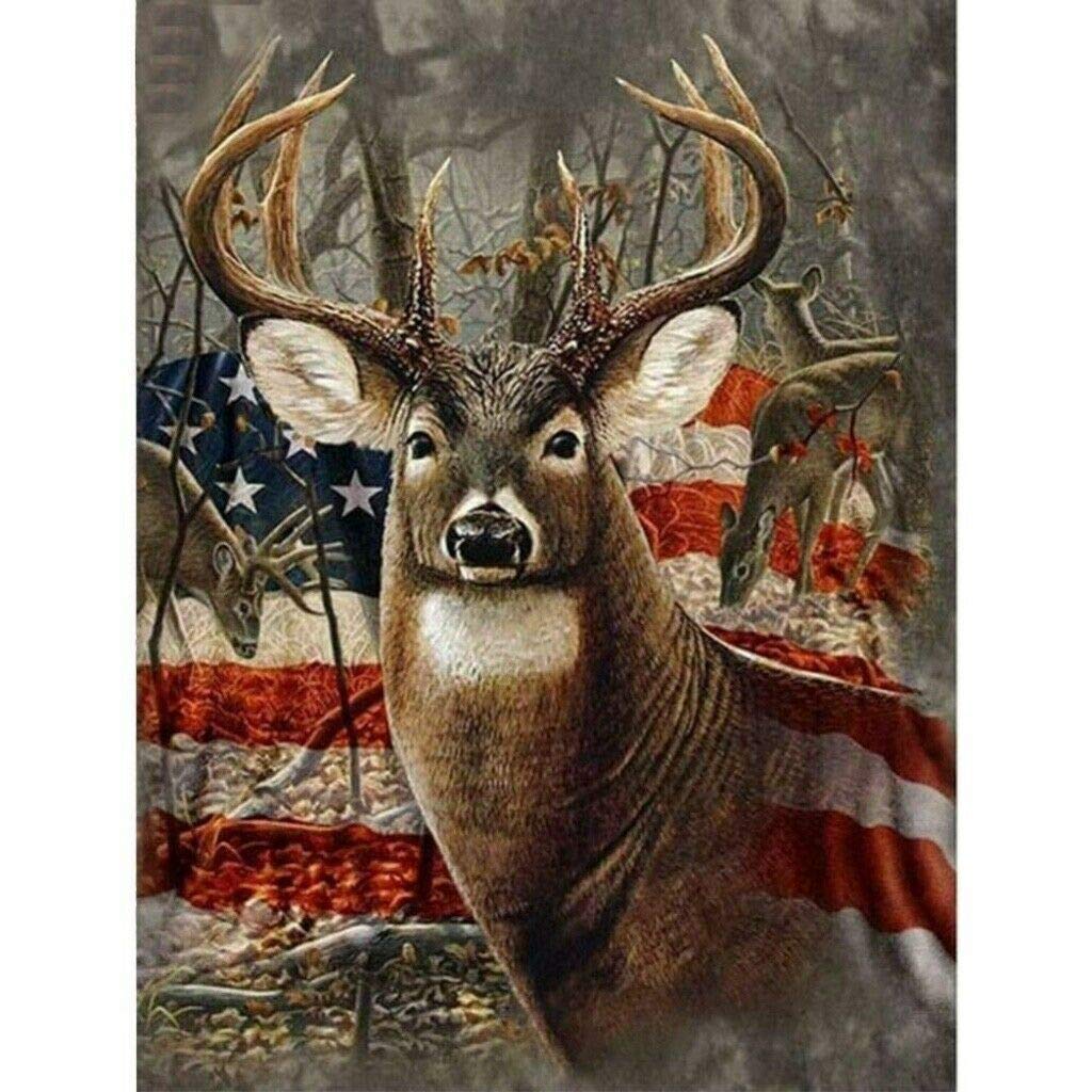 Animal Jigsaw American Flag Elk Deer Forest Animal DIY Jigsaw Puzzles 1000 Pieces Puzzle Game Artwork for Adults Teens Kids