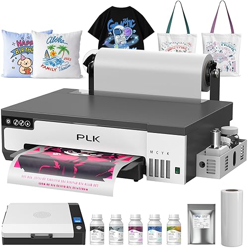 PLK A3 DTF Printer with XP600 Printhead&Roll Feeder, Double Printing Speed, Upgraded L8058 DTF with White Ink Stirring System,100% Transfer for Custom T-Shirt/Textile Printing(A3 Printer+Oven)