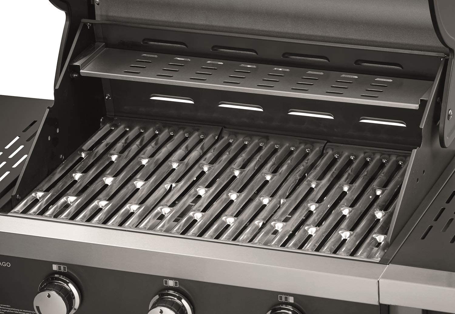 Enders Chicago 3 Barbacoa de gas, BBQ gas con 3 fuegos y parrilla de acero, Tapa de acero inoxidable con termómetro, mesas laterales plegables, para exterior, jardín, balcón, 30 mbar #8937633