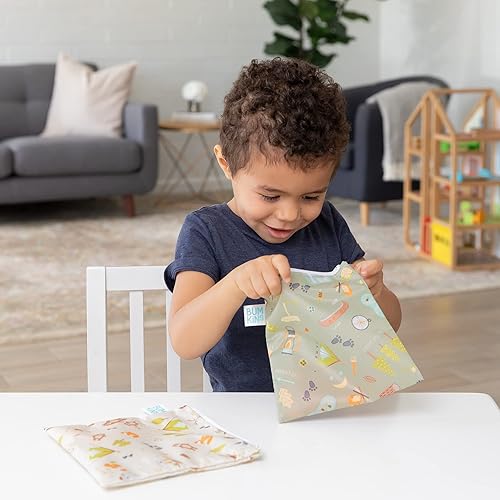 Miniatura 4 de Bumkins Bolsas reutilizables para sándwiches y aperitivos, para el almuerzo escolar de niños y para adultos, tela lavable, bolsa de tela impermeable
