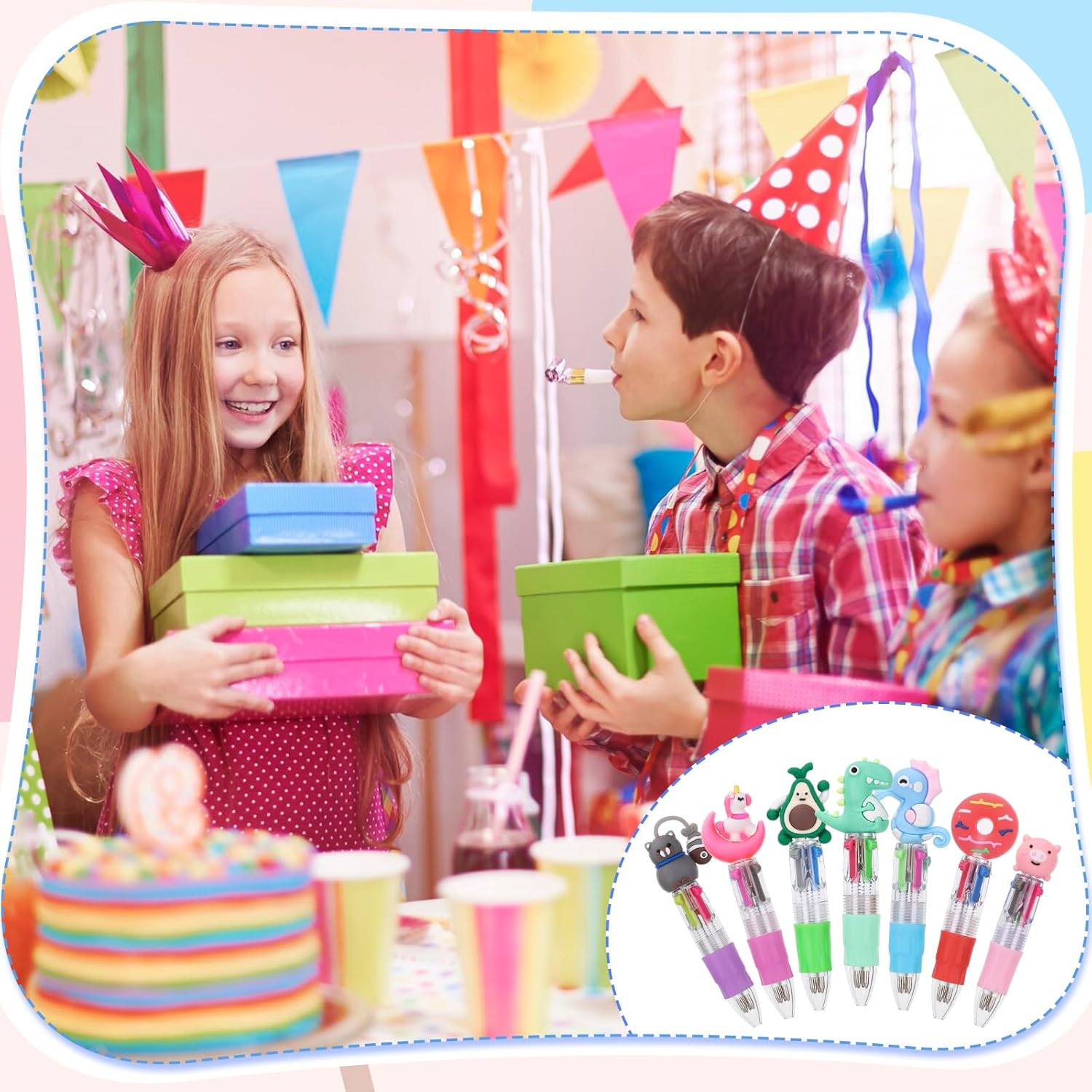 BESARME 48 Packs Multicolor Pen in One, 4-in-1 Fun Pens for Kids Cute Pens Bulk End of Year Gifts for Students Elementary Graduation Gift Prize Gifts for Class Party Favors Goodie Bags Stuffers