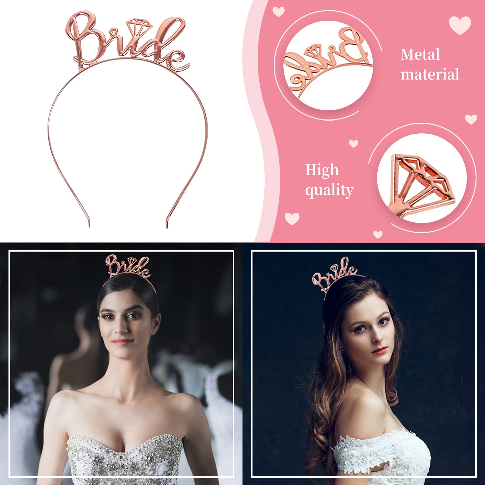 Bride To Be Set 3-teilig - Schärpe, Schleier & Tiara Für Junggesellinnenabschied Rosegold