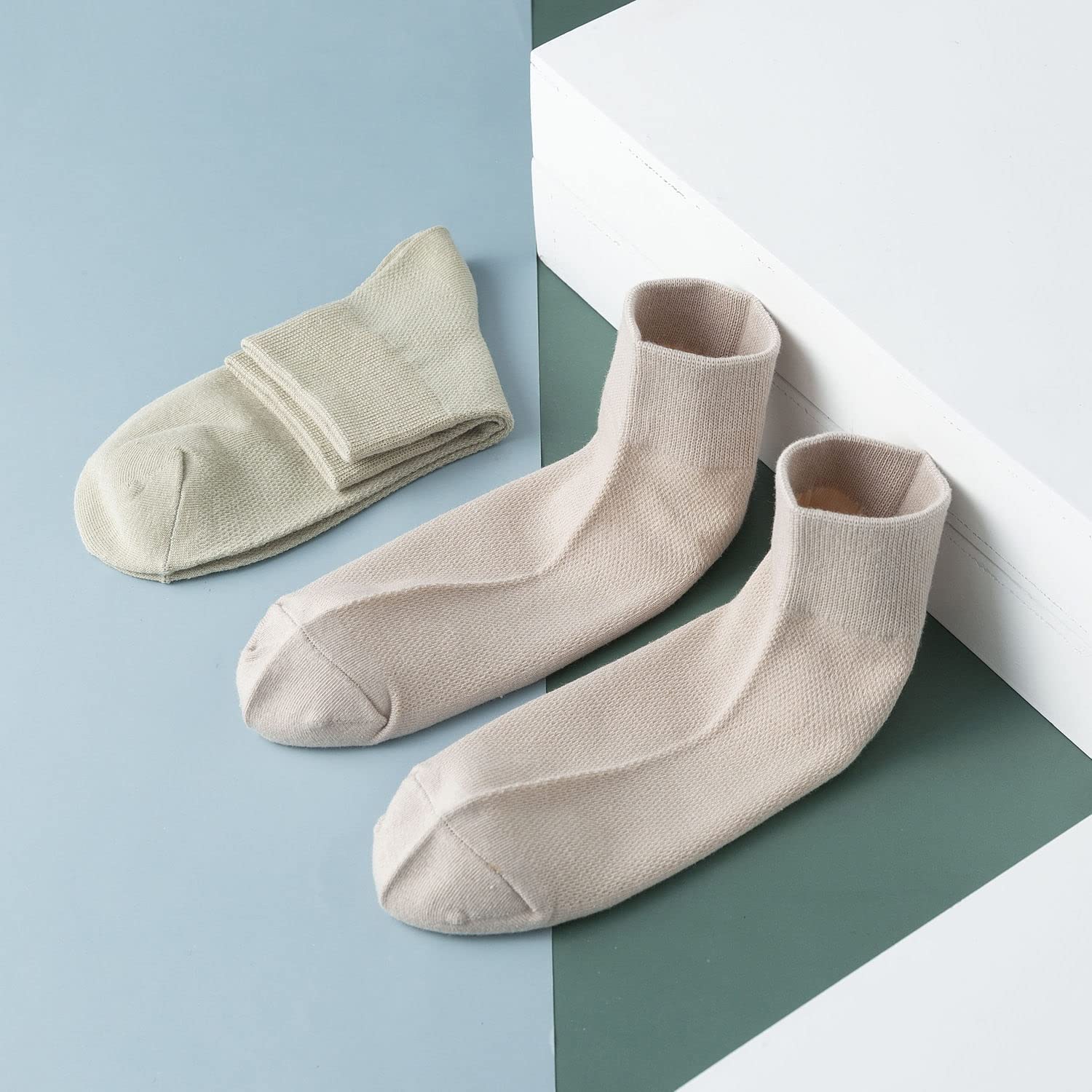 10 Pares de Calcetines Cortos de algodón for Hombre, Calcetines de Malla Transpirables a la Moda for Hombre, Paquete de Calcetines Tobilleros Informales cómodos