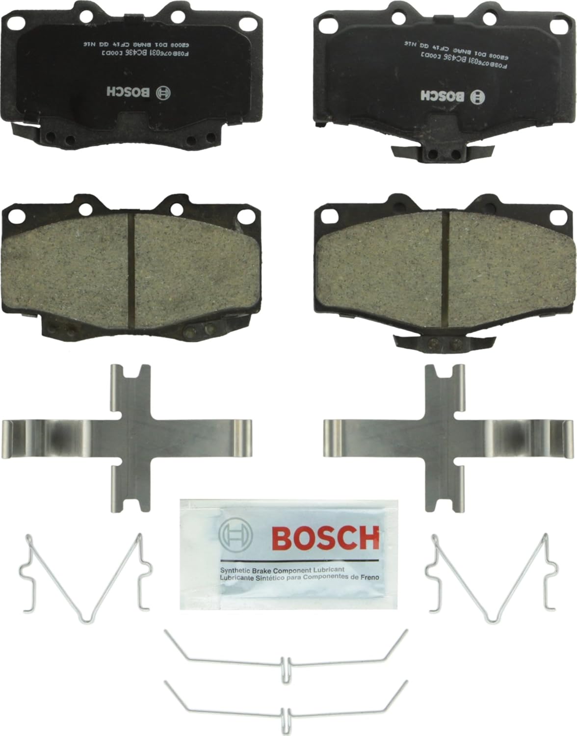 BOSCH BC436 QuietCast Premium Ceramic Disc Brake Pad Set - Compatible with Select Toyota 4Runner, Tacoma; FRONT