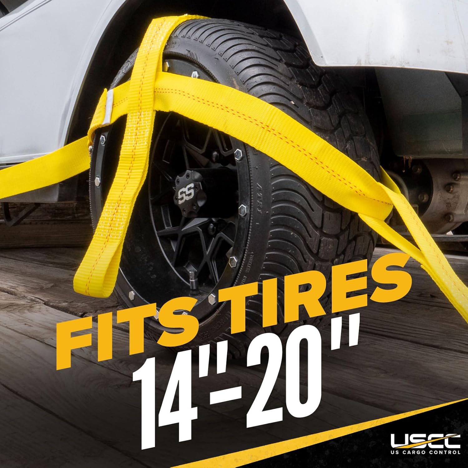 US Cargo Control Adjustable Tow Dolly Basket Straps with Twisted Snap Hooks and Ratchets (4-Pack), Tow Dolly Straps Fit Tires 14-20 Inches, 12,000 LBS Break Strength, Tire Bonnet Tiedowns to Haul - Image 2