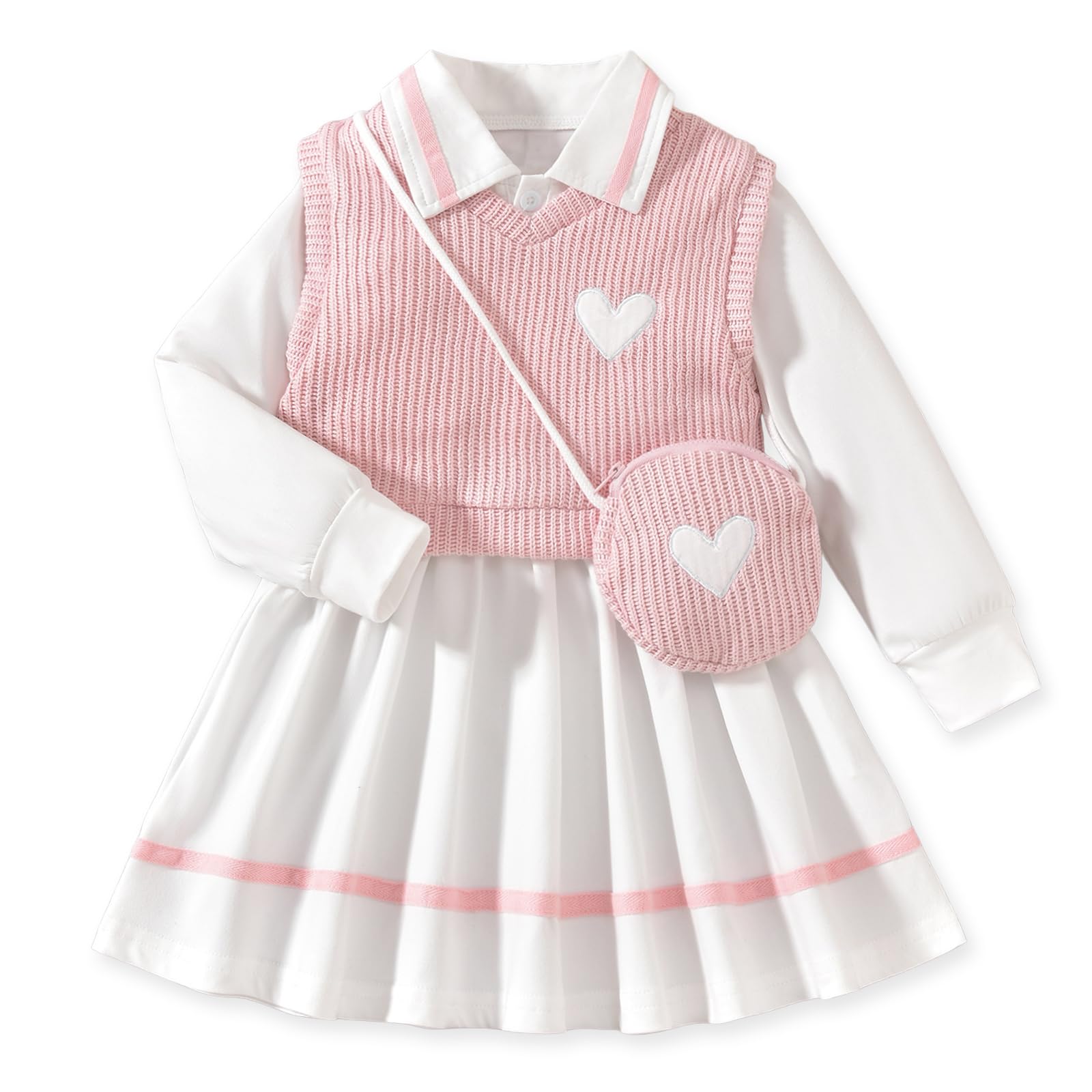 HINTINA Toddler Girl Uniform Dress Picture Day Outfits for School 18M-7Y