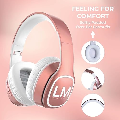Miniatura 7 de Louise & Mann - Auriculares inalámbricos sobre la oreja, auriculares Bluetooth 5.3, plegables y ligeros con orejeras de espuma viscoelástica suave,