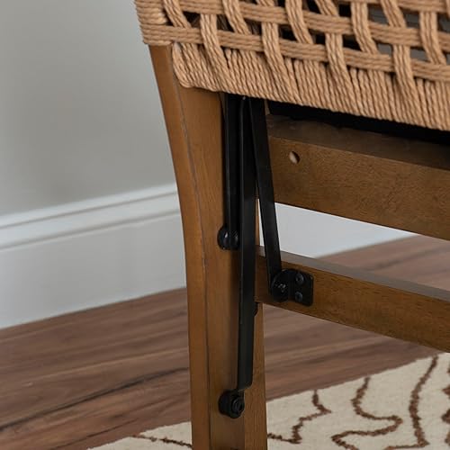 Miniatura 12 de Bennett - Juego de 2 sillas plegables naturales con respaldo de cuerda tejida y asiento tapizado de lino Linon