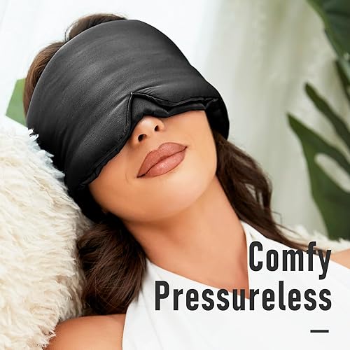 Miniatura 5 de Máscara para dormir de seda real, máscara de ojos 100% opaca, máscara de dormir ajustable para dormir de lado, venda refrescante para hombres y