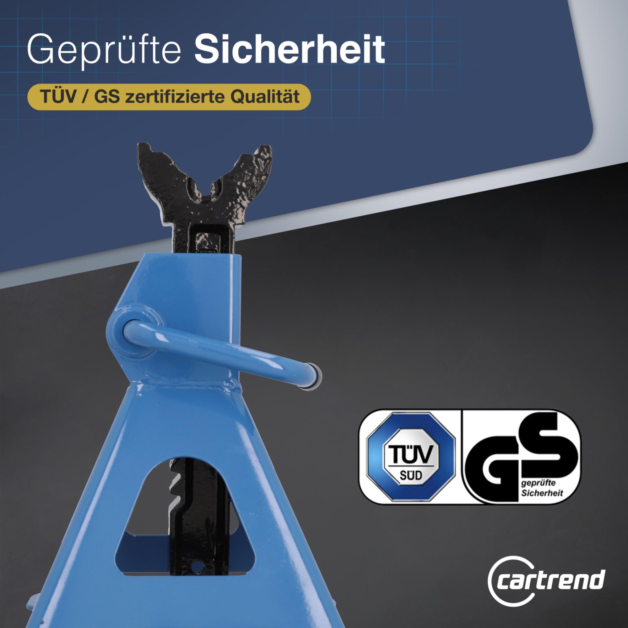 CARTREND Unitec 10889 Profi 3 tonnes de sécurité réglables en Hauteur pour Voiture Bleu 3000 kg