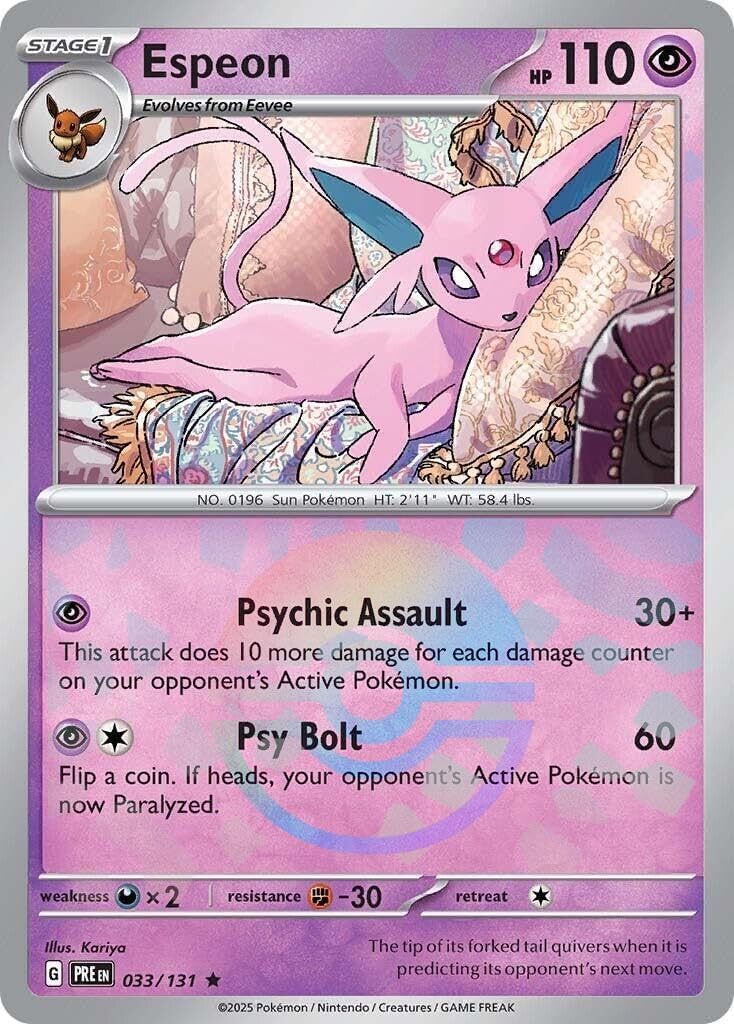 Pokemon - Espeon 33/131 – Prismatic Evolution – Poke Ball – Etched Foil