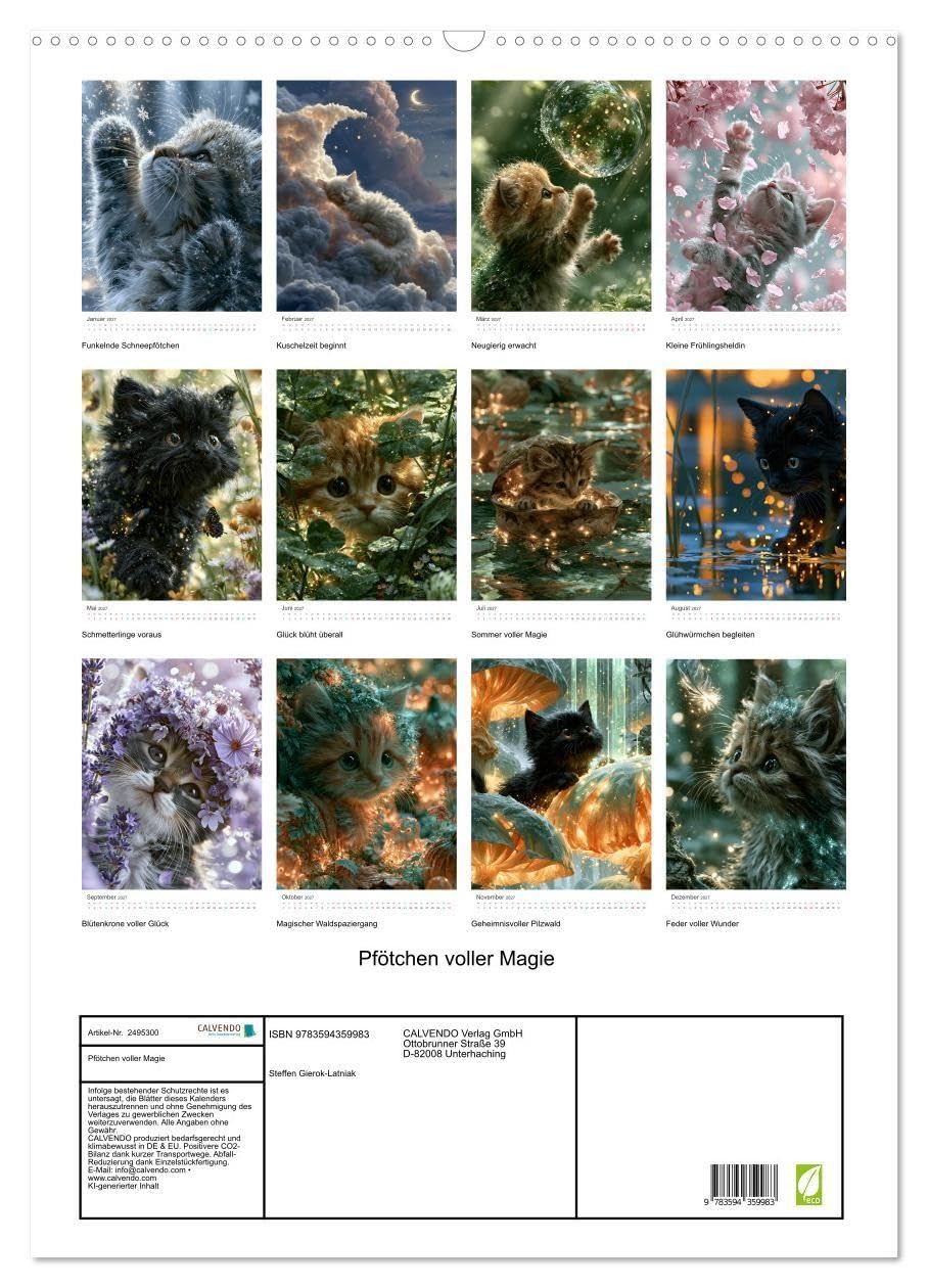 Pfötchen voller Magie (Wandkalender 2027 DIN A2 hoch), CALVENDO Monatskalender: Ein liebevoll gestalteter Kalender voller Magie, Leichtigkeit und unvergesslichen Wohlfühlmomenten. (CALVENDO Tiere)