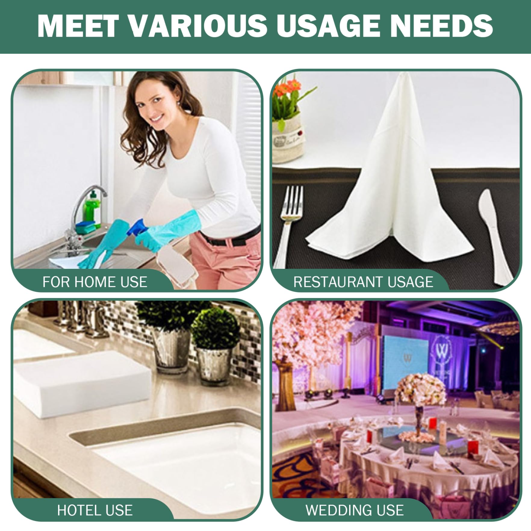 200 hojas de servilletas de papel de 12 x 17 pulgadas, servilletas desechables suaves y absorbentes para cocina, baño, fiesta, boda, papel desechable..