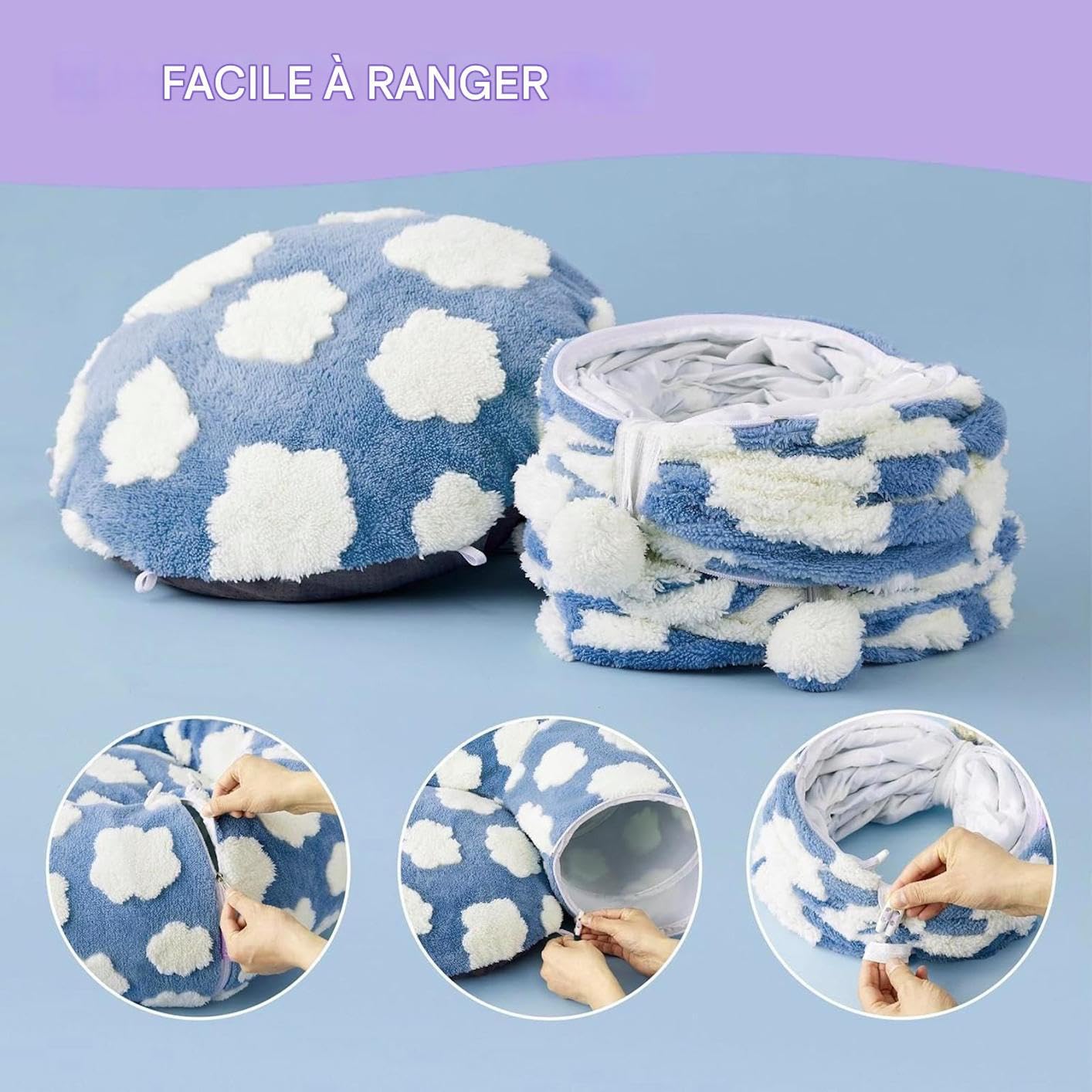 Tunnel Donut pour Chat Nid Détachable avec Balle | Lit Donut Pour Chat Pour Sommeil Chiot Petit Animal Chien Intérieur Chambre Salon Balcon Appartement Dortoir Hiver