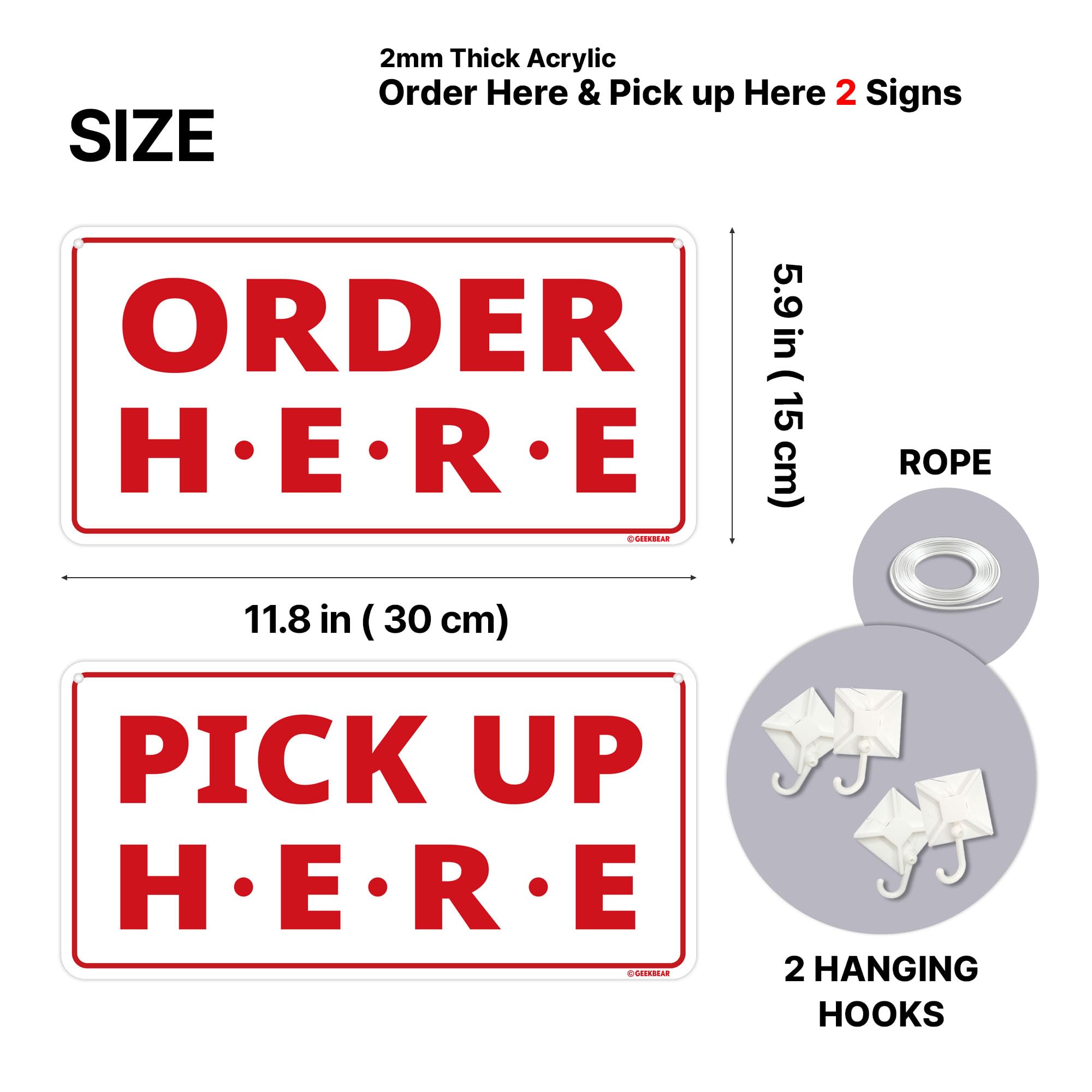 Amazon | Order Here Pick Up Here Sign (White) | 店舗看板 | 文房具