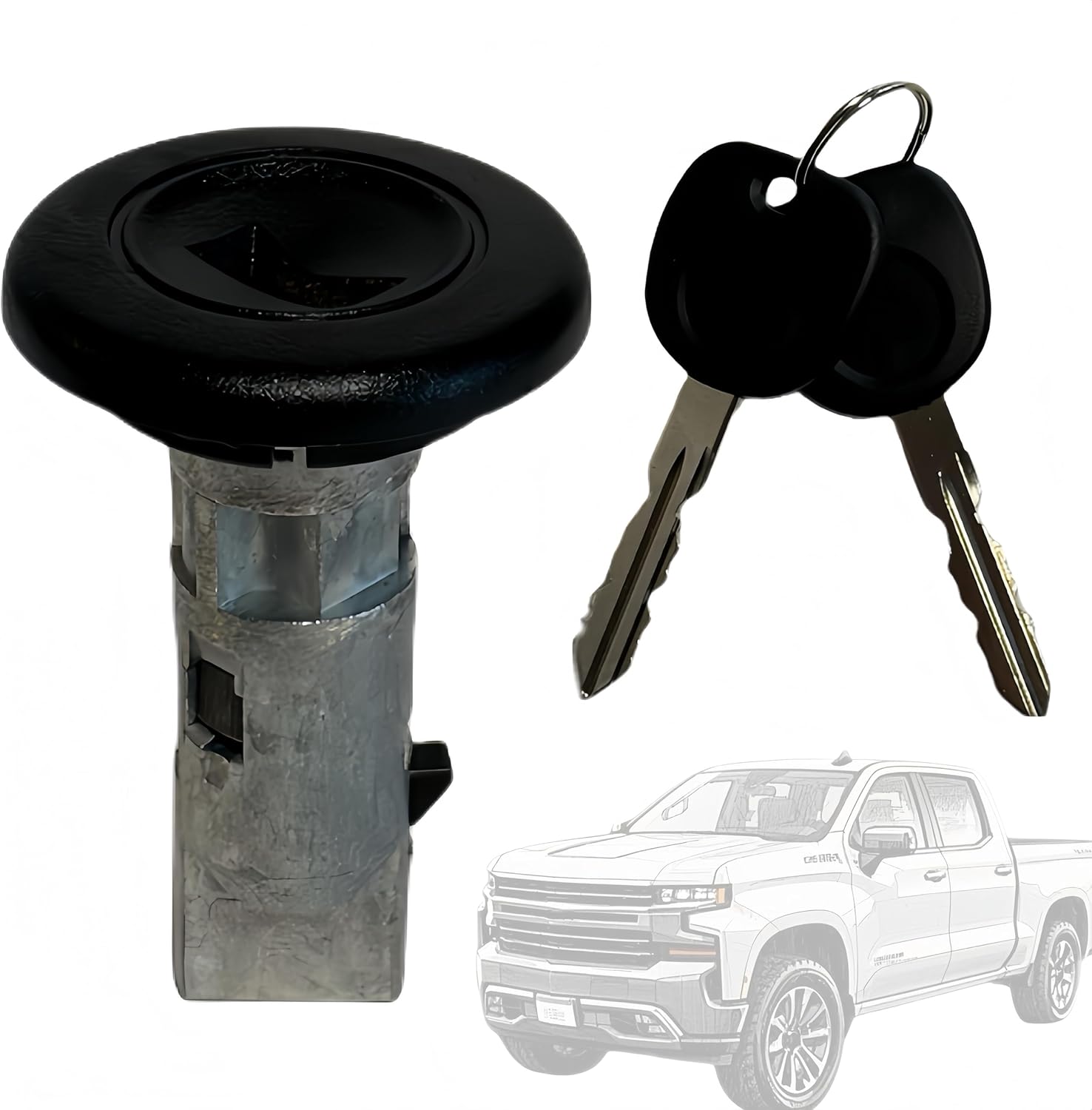 Ignition Key Lock Cylinder Switch for GMC Sierra Yukon for Chevy Silverado for Cadillac Escalade for Buick Lucerne for Hummer H2 Cylinder Tumbler Barrel 2 Circle Plus Chip Key OEM:709271C