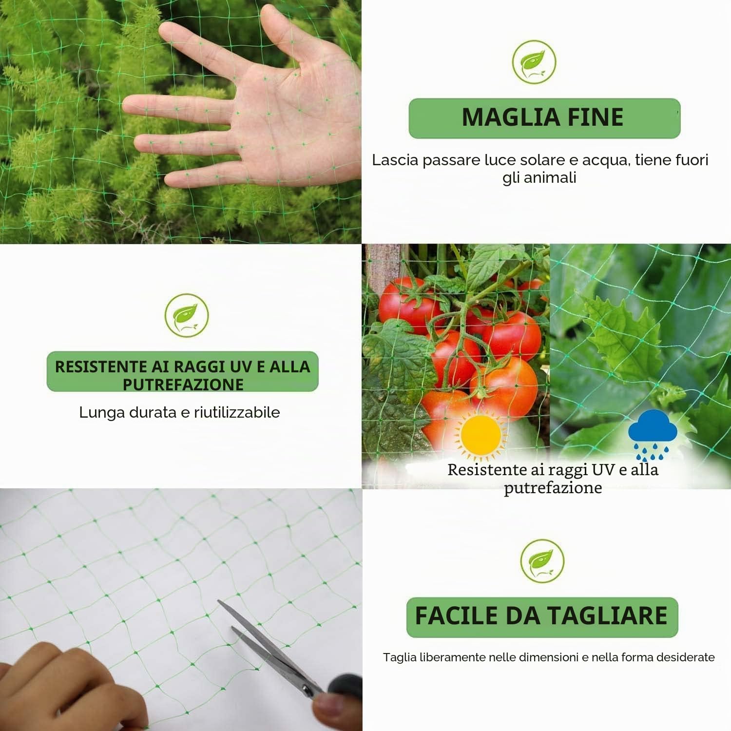 LATERN 2,1m x 30,5m Rete Anti-Uccelli in Plastica, Rete per Piante da Giardino Rete di Protezione per Frutto Alberi Verdure Fiori Piante Vigneti Recinzione - con 50 Fascette + 10 Picchetti a U (Verde)