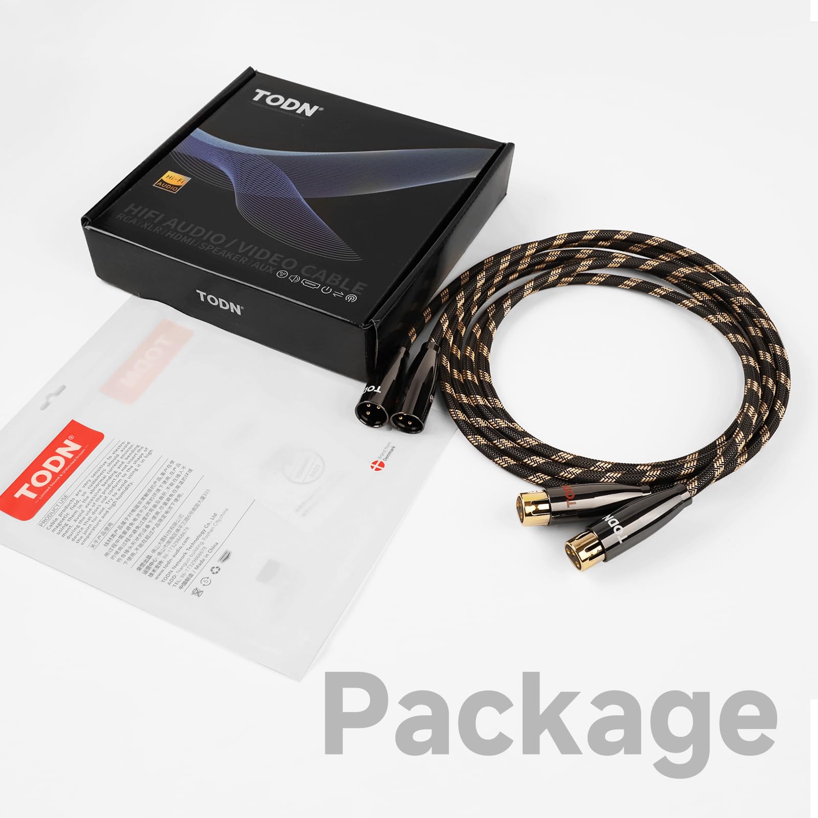 TODN XLR Kabel (3m, 2-Stück), OCC-Leiter | XLR Symmetrisch Audio kabel, 3-poligen Goldbeschichtete XLR Stecker, für Studio-Recorder, Mixer