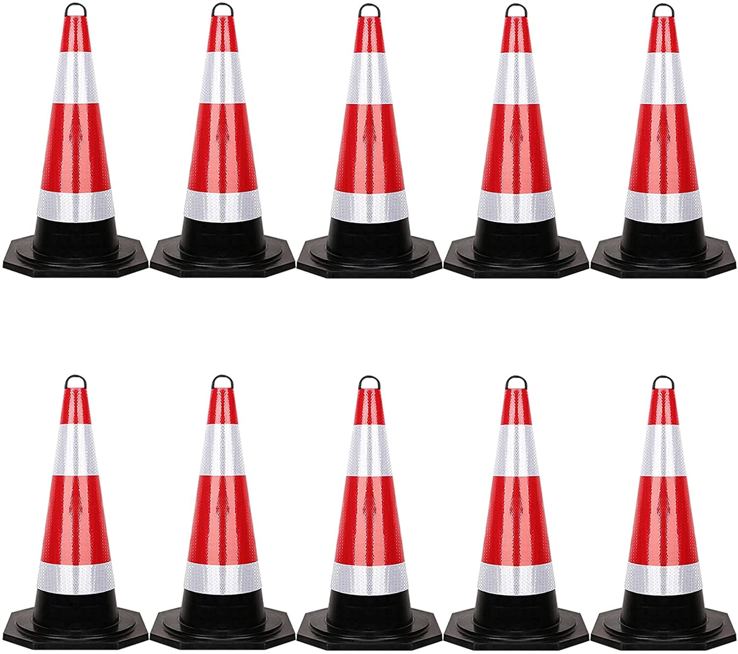 Conos de Seguridad Vial con Collares Reflectantes,Conos de construcción de Goma con Anillo de Mano | Conos de tráfico de múltiples Funciones for Barrera de Control de Acceso