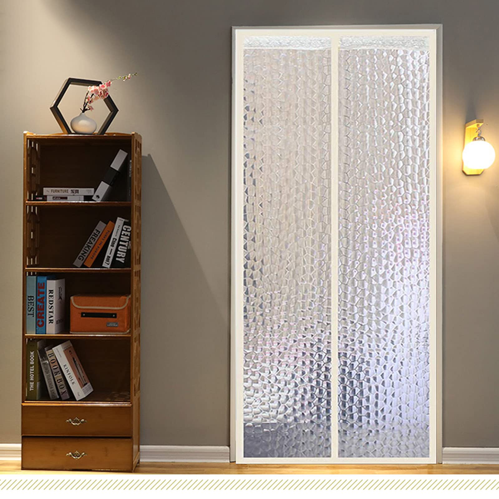 Suwooy W×H Magnetic Thermal Insulated Door Curtain Magnet,Eva Automatic Closing Insulated Door Curtain,Magnetic Screen Door For Air Conditioning Room,Waterproof/Windproof/Coldproof,-90×200Cm(35×79In)