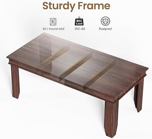 Miniatura 6 de GarveeHome Mesa de comedor de granja para 6-8 personas, mesas de cocina de 71 pulgadas de largo con marco resistente de madera, mesa rectangular