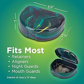 Practicon Marble Retainer Cases, Orthodontic Aligner Case, Mouth Guard Holder (3 Pack) (Dark Green)