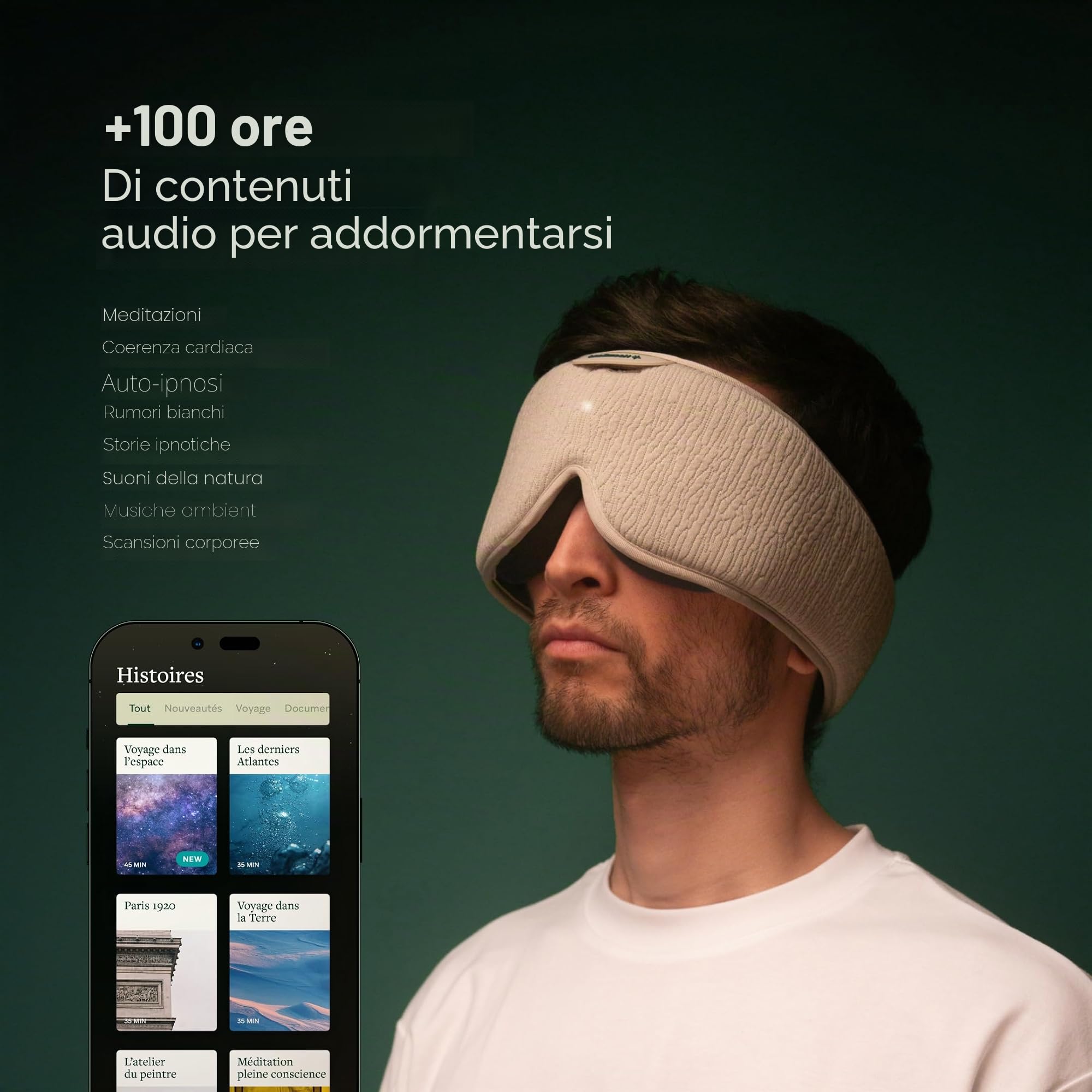 HoomBand Ultimate | Cuffie senza fili per il sonno Bluetooth 5.0 | Maschera oscurante al 100% | Terapia del suono, storie ipnotiche gratuite, meditazione