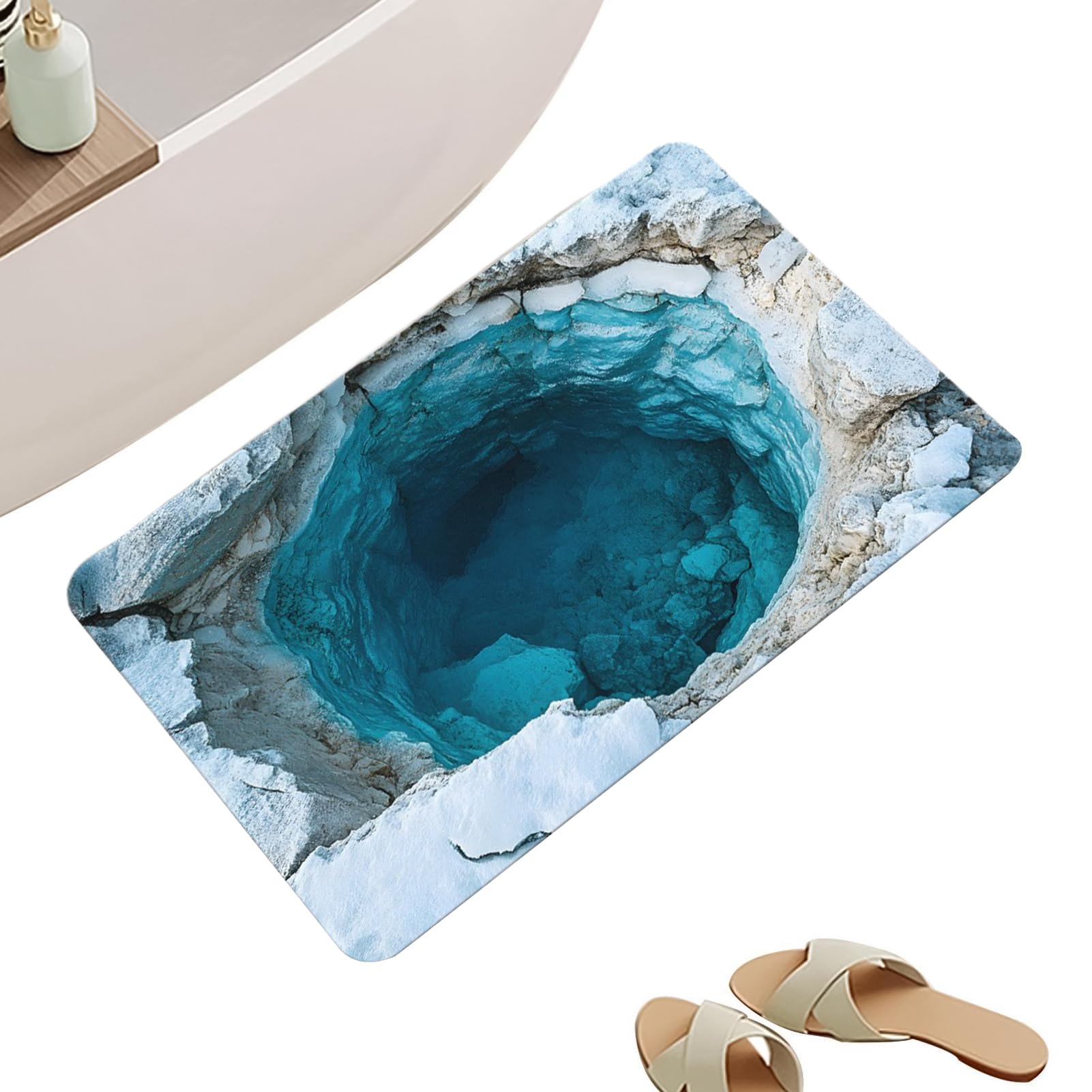 Tapis illusion 3D cascade tapis de sol lavable esthétique pour salon et chambre