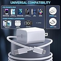 Vista 3 de Cargador rápido para iPhone, cargador de iPhone de carga rápida [certificado Apple MFi], paquete de 3 cargadores de Apple, USB C, bloque de carga