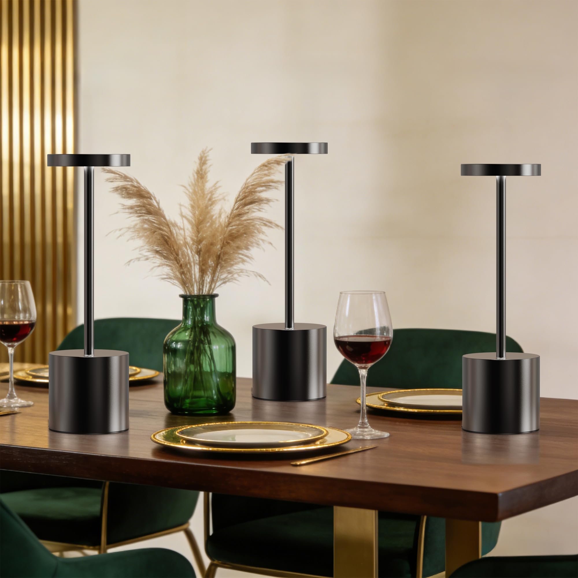 Lampada da tavolo senza fili LED Ricaricabile Dimmerabile 5000mAh 3 Modalità di Luce USB-C Lampada da tavolo Uso Interno/Esterno (Nero)