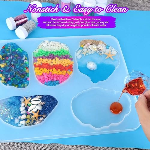 Miniatura 3 de LEOBRO Tapete de silicona azul de 23.4 x 15.6 pulgadas para manualidades, moldes de resina, tapete de masa de juego, para resina, arcilla, pintura,