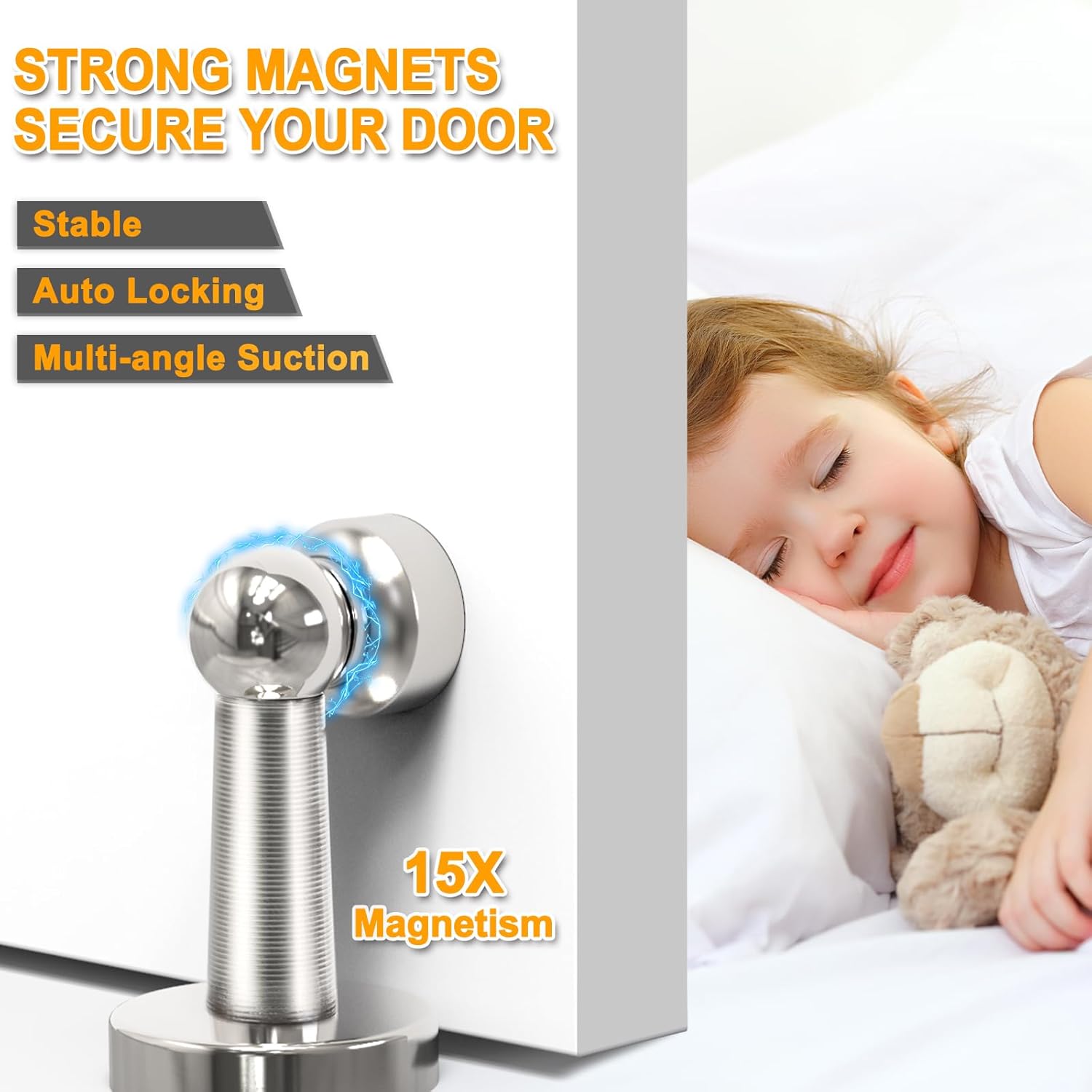 6 Pack Magnetic Door Stopper, COCIVIVRE Magnet Door Stop Stainless Steel for Wall and Floor Mounting, with Screws Drilling Mounting, Heavy Duty for Various Door Types to Hold Your Door Open