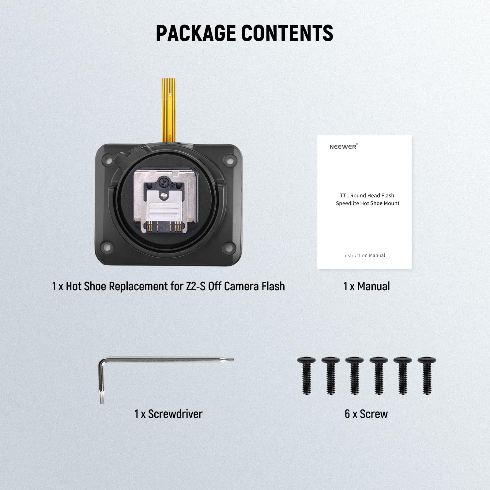 NEEWER Z2-S Hot Shoe Ricambio, per Flash Testa Rotonda Z2-S/Z2Pro-S/Z2II-S Compatibile con Sony, Parte Riparazione dell'Adattatore Hot Shoe Speedlite con Interfaccia di Contatto in Metallo Migliorata