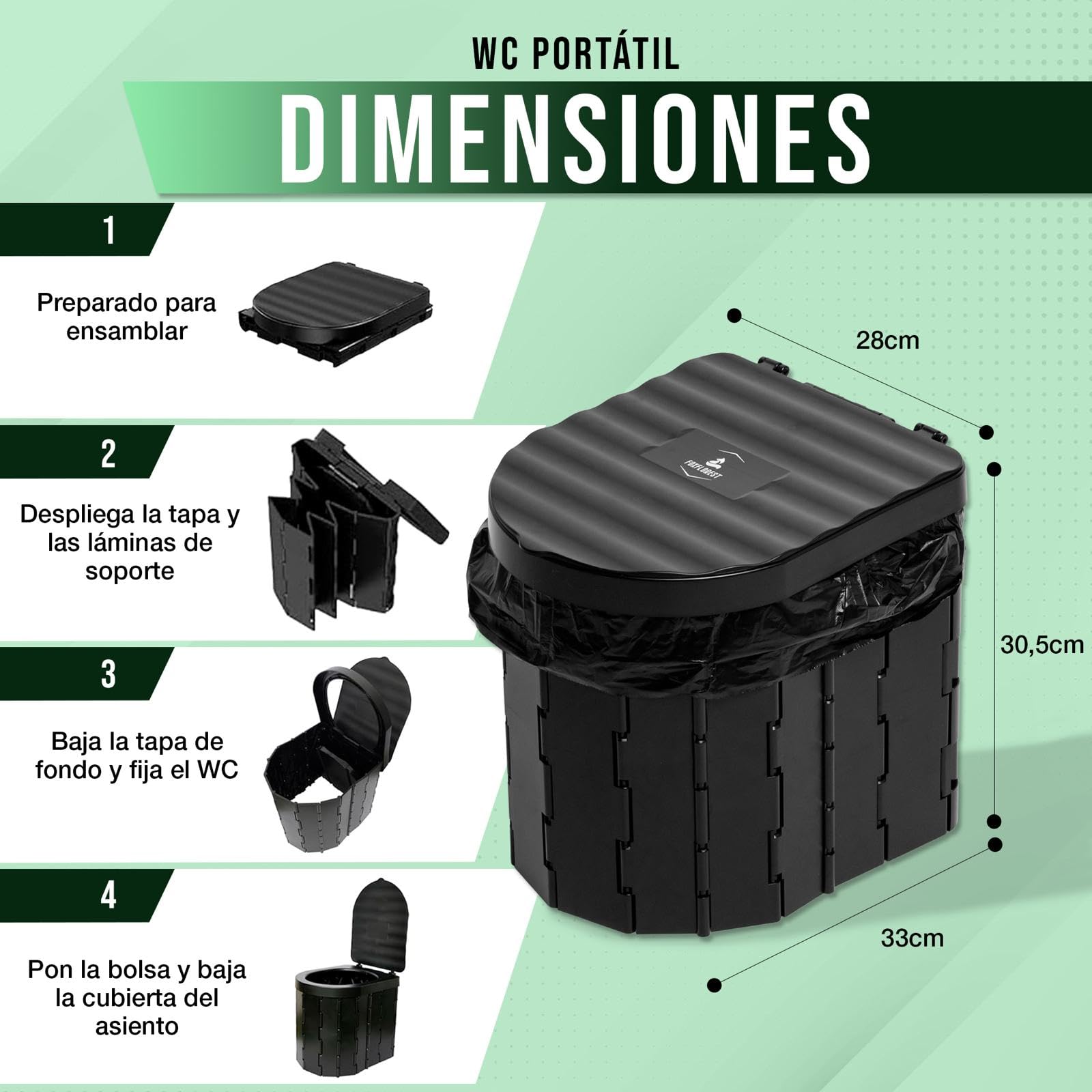 WC Portátil Kit para Adultos y niños. Incluye Tienda Ducha Camping/Cambiador, WC Portátil y Gel Aglutinante Super Absorbente para residuos Ideal para Festivales.