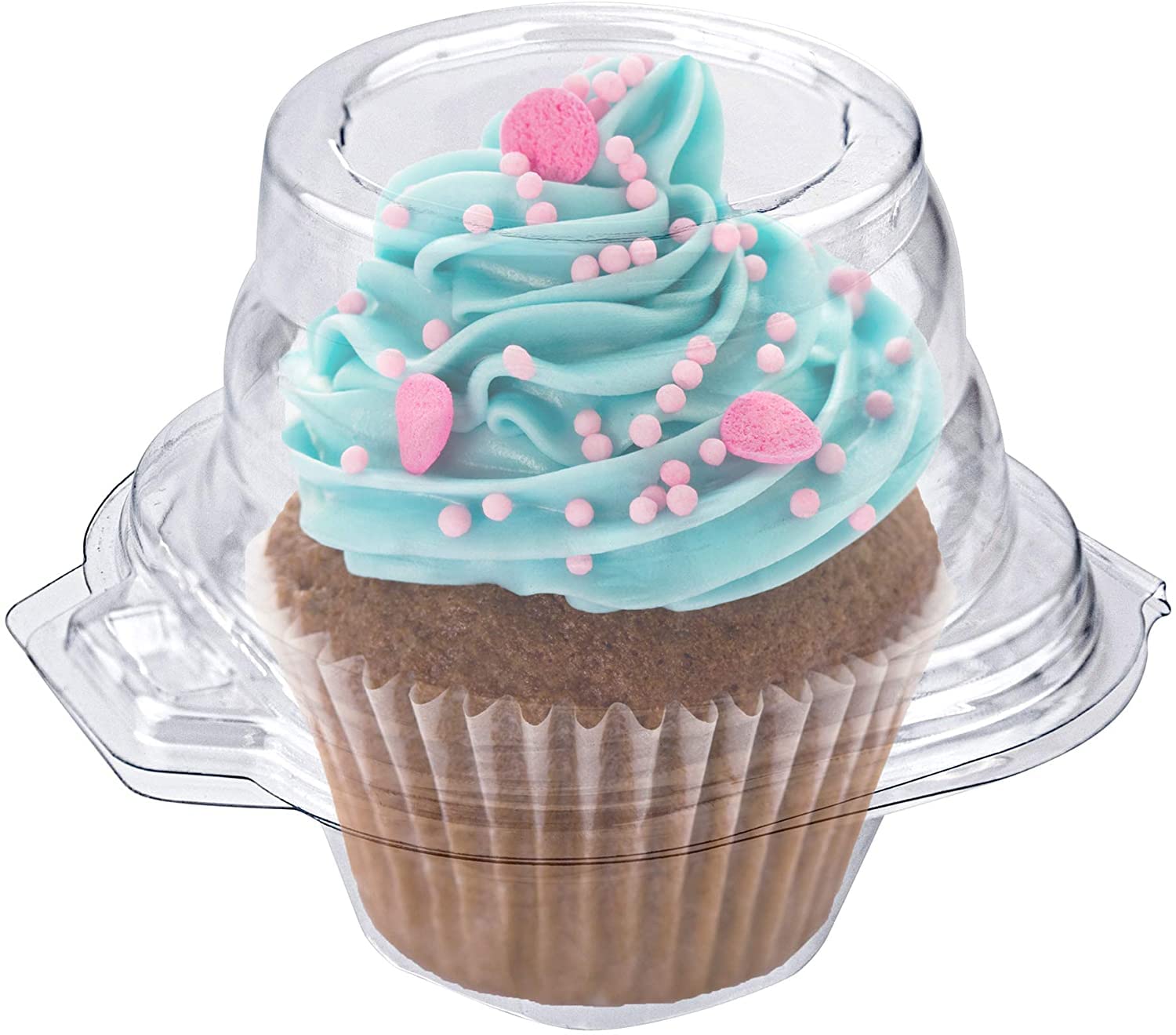 LATERN 60 Pezzi Scatole Trasparenti per Cupcake, 11cm Scatole per Cupcake in Plastica Individuali Porta Cupcake Singolo a Cupola Alta Contenitore per Alimenti Incernierato con Coperchi