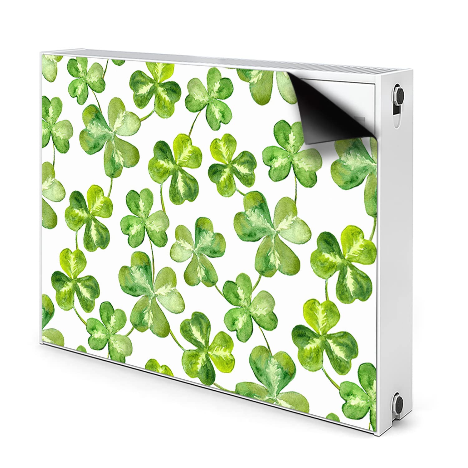 Cache-aération magnétique et tapis décoratif de radiateur 90x60 Decormat vert trèfle