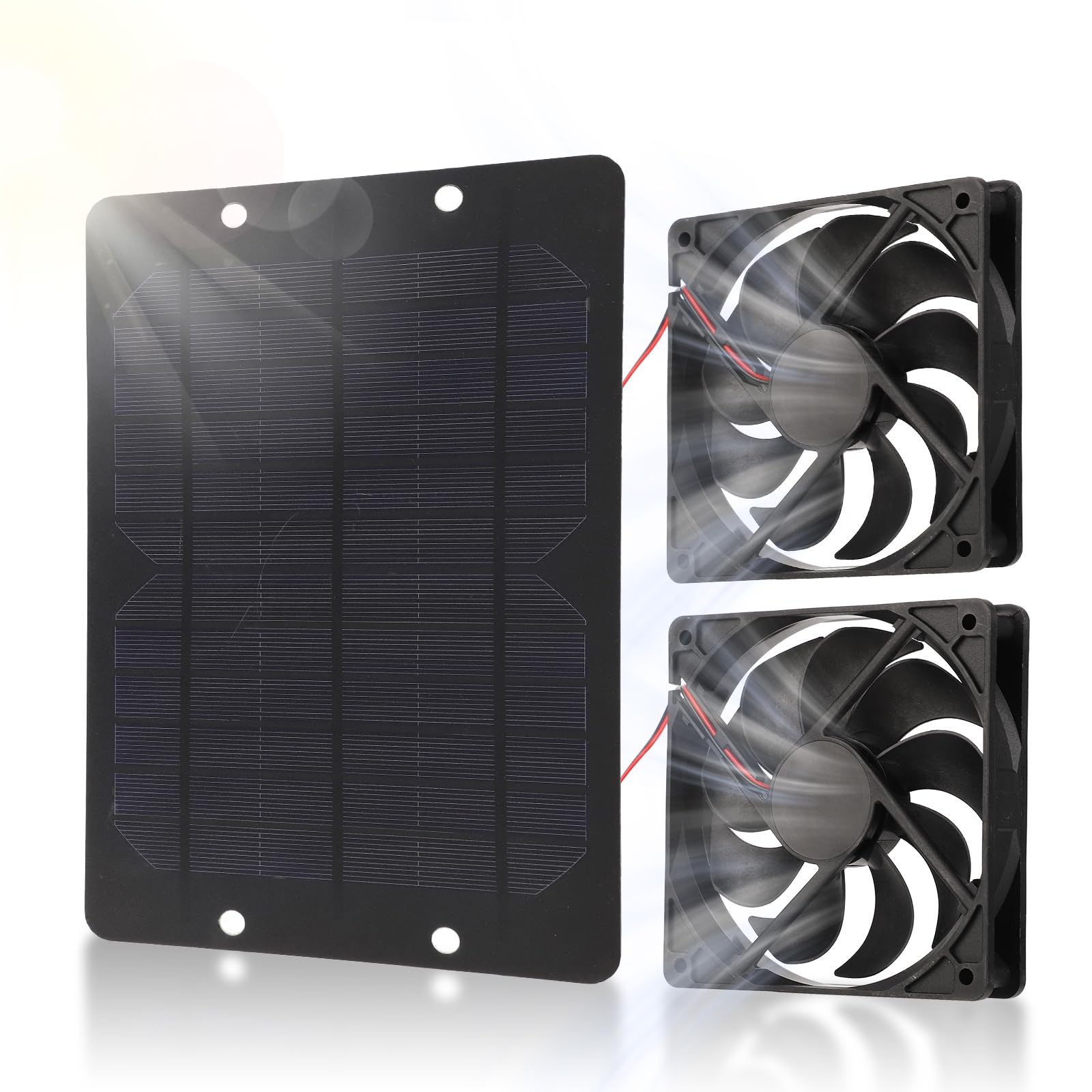 Ventilateur Solaire, Double Ventilateur Énergétique 10W 12V avec Panneau Solaire pour Serre Poulailler Maison Refroidissement Efficace