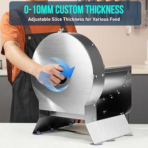 Miniatura 3 de Cortadora eléctrica de verduras, 40 W con grosor ajustable, hoja extraíble para una fácil limpieza, diseño de acero inoxidable compacto y seguro