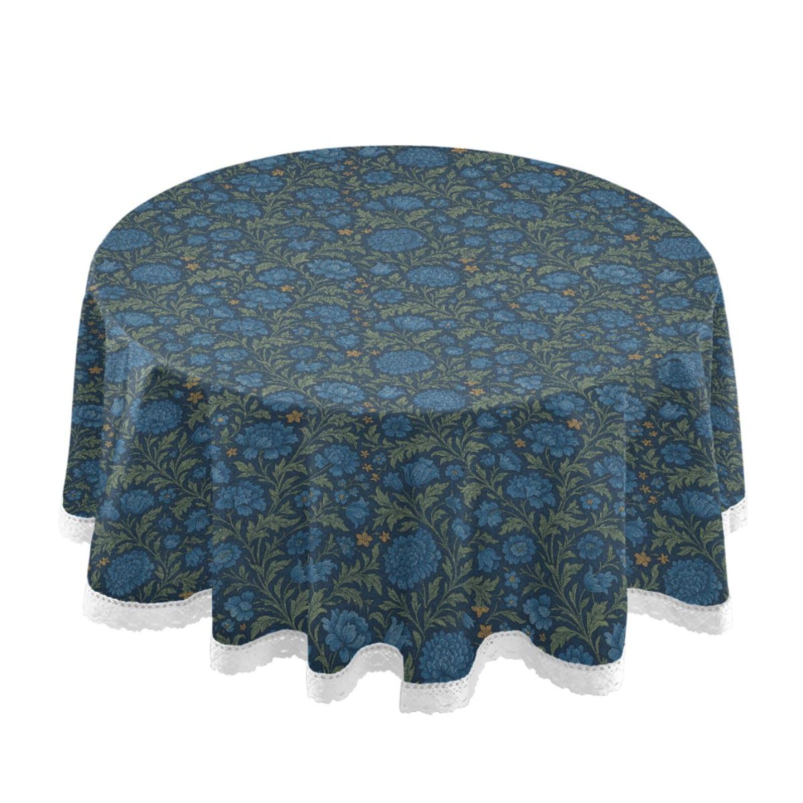 Nappe ronde indigo William Morris lavable cuisine sans tache