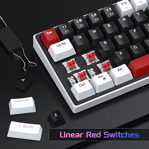 Miniatura 4 de MageGee Teclado mecánico portátil 60% para juegos, teclados compactos de 68 teclas con retroiluminación LED azul, teclado mini ergonómico con cable