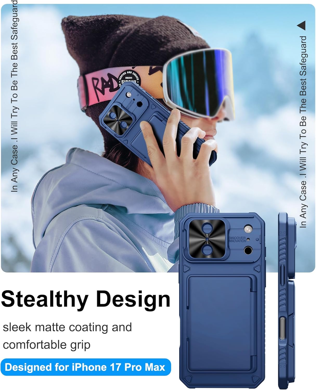 for iPhone 17 Pro Max Case Wallet with Card Holder (4-5 Cards), Slide Camera Cover, Military Grade Drop Shockproof, Heavy Duty Rugged Women Men Phone Case for iPhone 17 Promax 6.9" 2025, Blue - Image 7