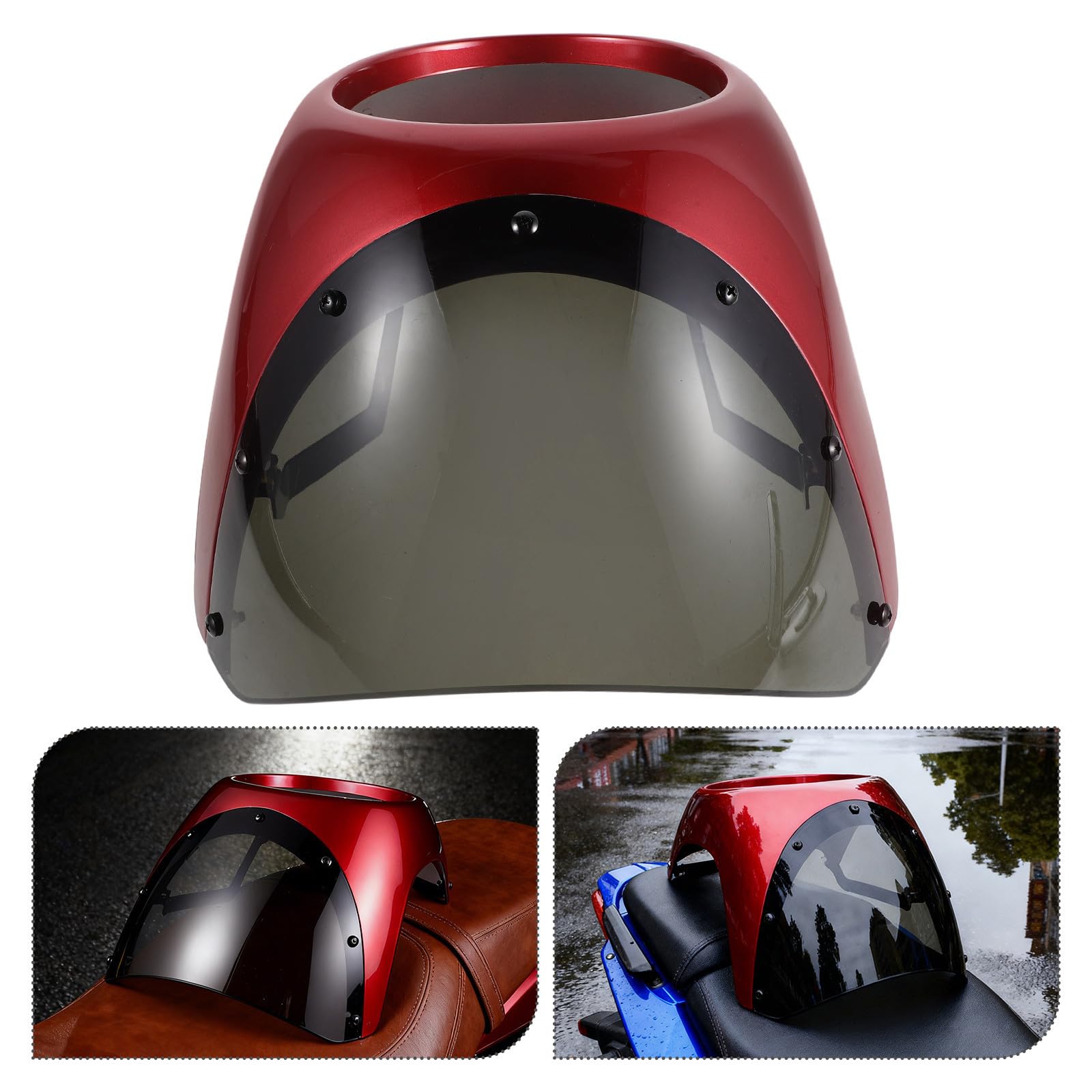TEHAUX Deflettore Aria per Motocicletta, Parabrezza Anteriore 7 Pollici, Abs e Ferro, Alta Trasparenza, Blocca i Raggi Uv, Foro 173mm, per Veicoli a Due Ruote, Guida All'aperto e Viaggi