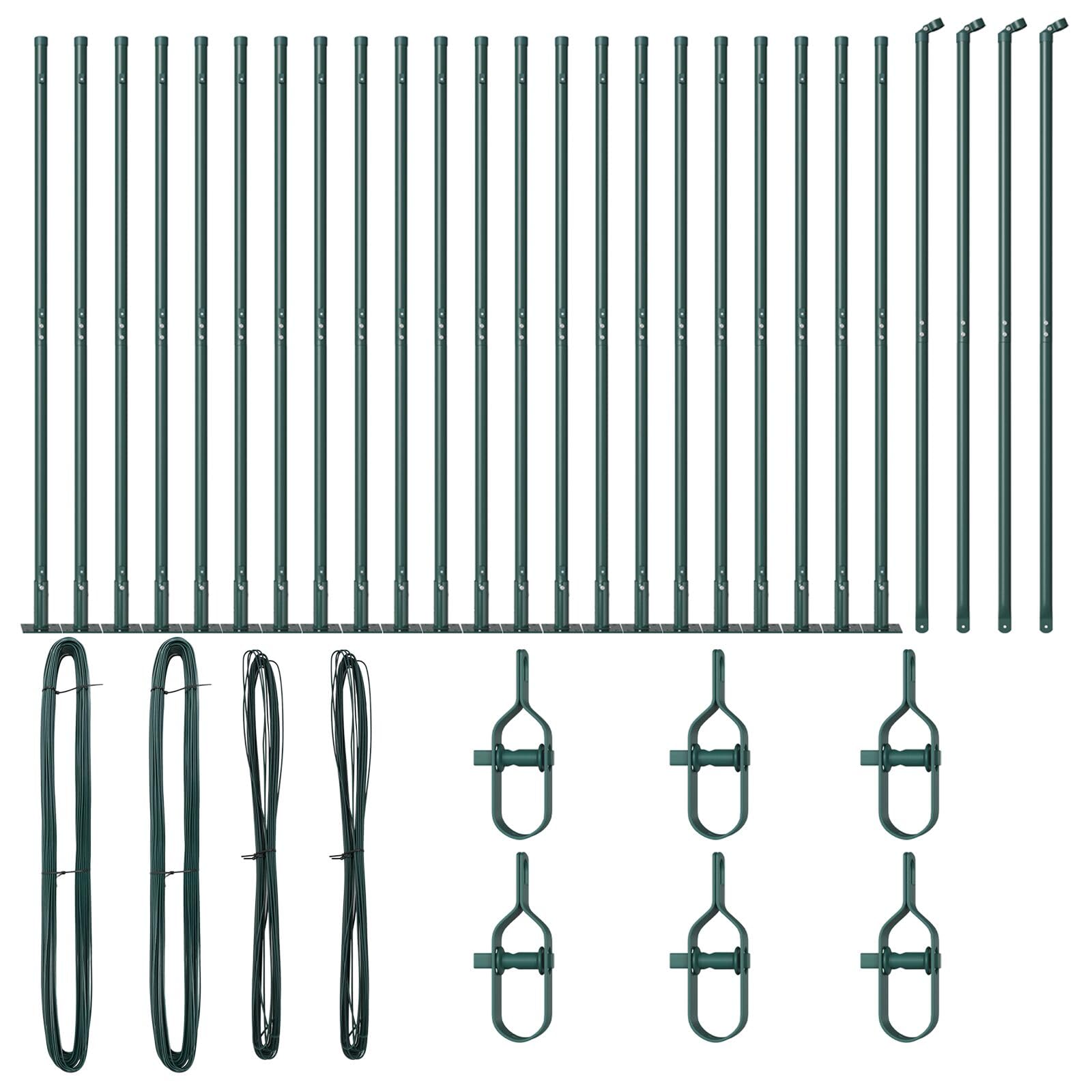 Gecheer Postes de Cerca Set de 52 Verde Acero 3.2 x 3.2 x 88.5 cm,Postes de Metal para jardín,Césped, Granjas,Cercas al Aire Libre,Huertos,Carreteras