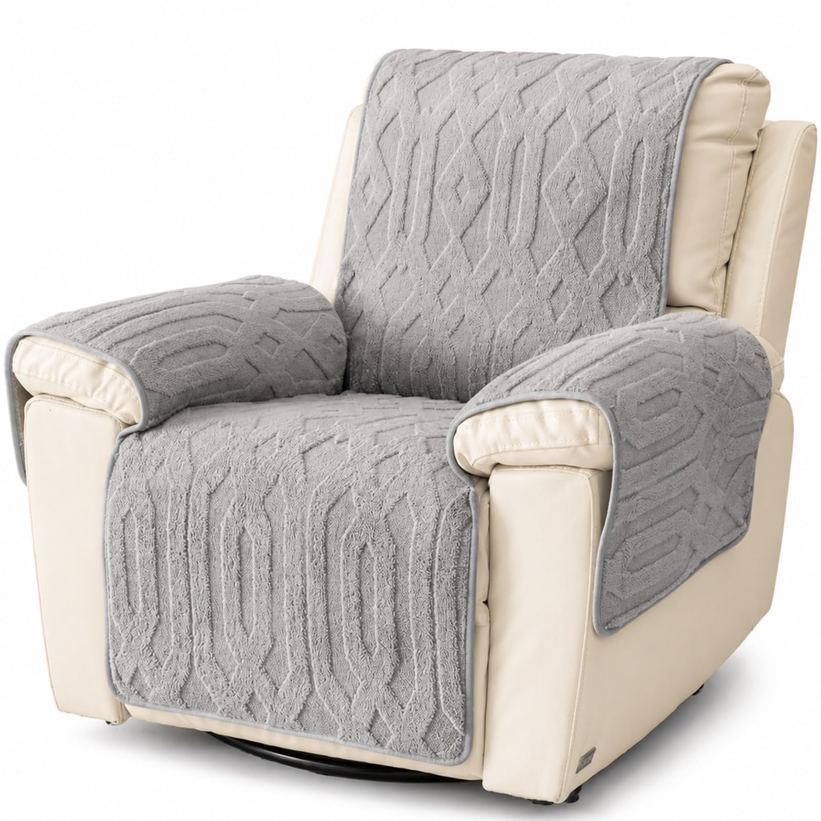 GZGLZDQ Recliner Chair Cover Non-slip, Armchair Cover Pet-safe Washable, Recliner Sofa Covers in Short Plush, Breathable Armchair Cover for Single Chairs Recliners Armchairs(C-gray)