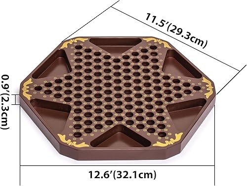 Miniatura 6 de Yellow Mountain Imports Juego de mesa Halma de damas chinas clásicas con almacenamiento, tablero de madera de 12.6 pulgadas y canicas de vidrio de